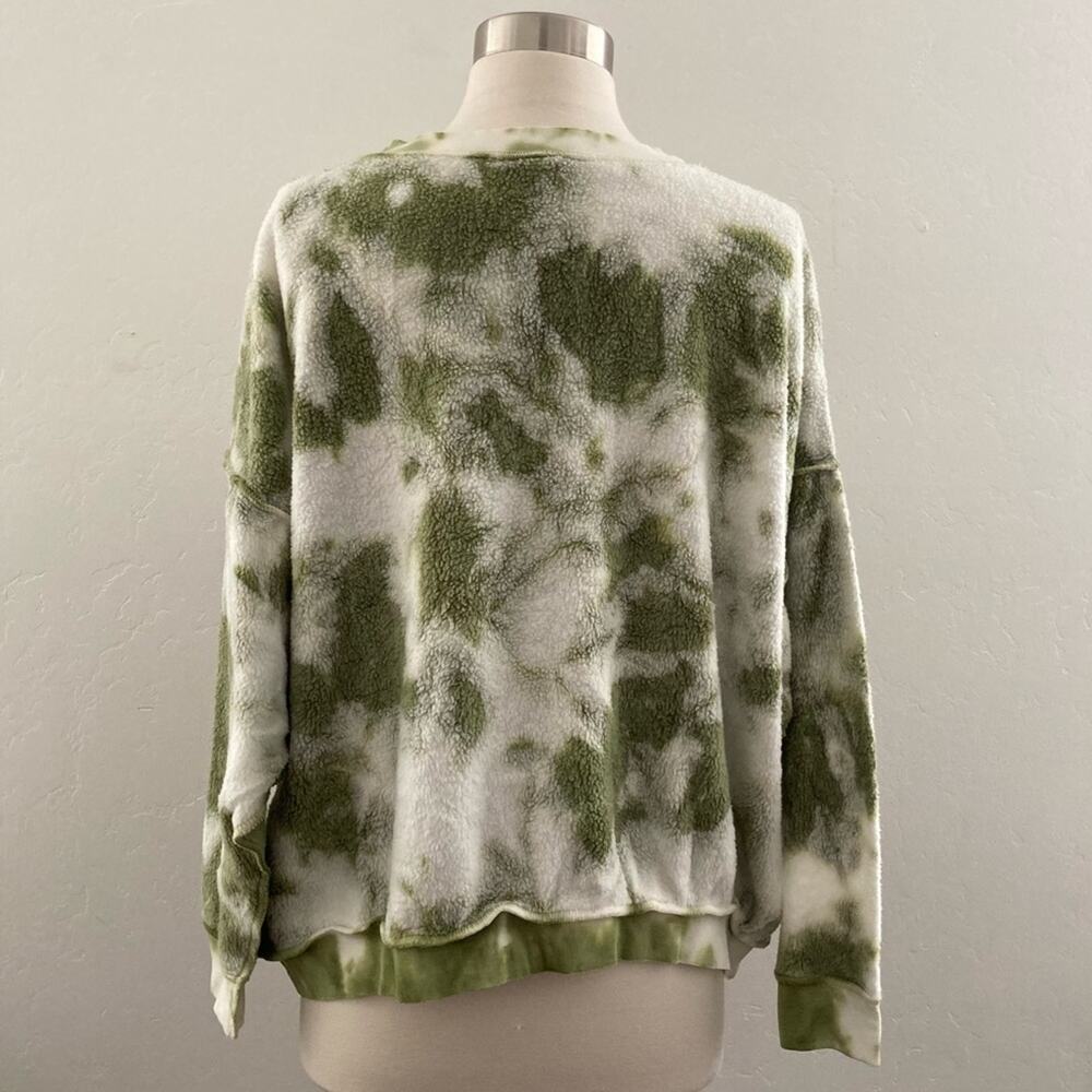 Free People Kelly Washed Tie Dye Set Sweatshirt Shorts Army Green Women's XS NWT - Picture 6 of 14